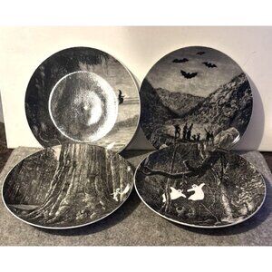 4 Fitz and Floyd Halloween Hollow Salad Plates  #3126